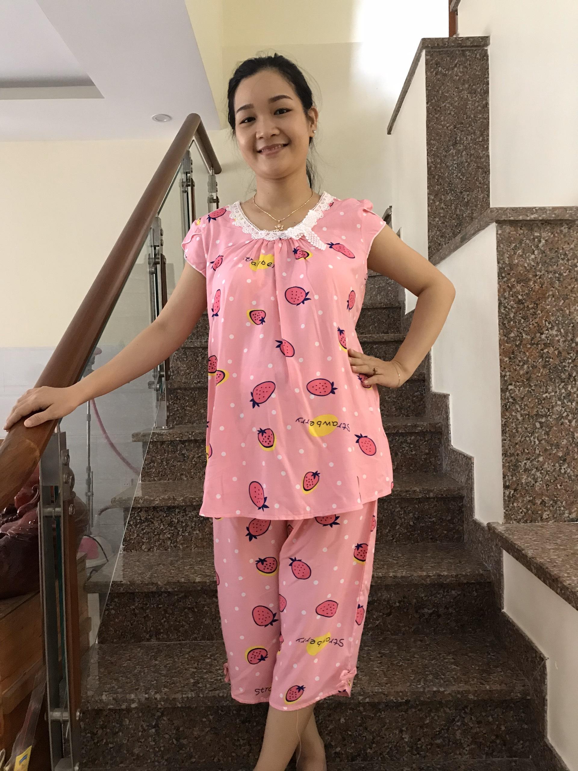 Đồ bộ bầu lanh lửng phối ren (hoa nhí)