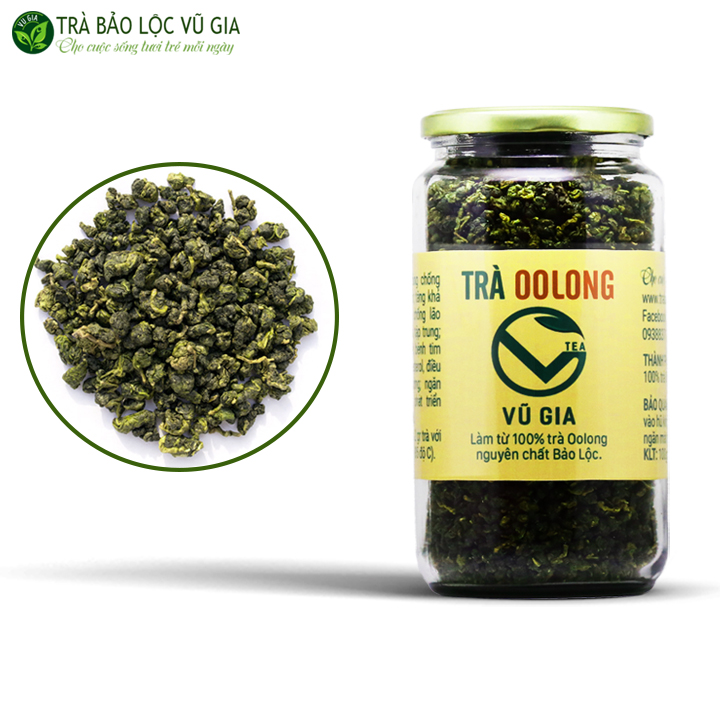 Trà Oolong ( Ô Long/ Olong) Nguyên Chất Bảo Lộc Vũ Gia (200gr/hũ) - Nguyên liệu nấu trà sữa, trà trái cây thơm ngon - Giảm cân an toàn, thanh nhiệt cơ thể tăng cường hệ miễn dịch, sức đề kháng