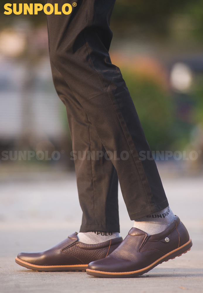 Giày Nam Da Bò SUNPOLO SUMU01 (Đen, Nâu)