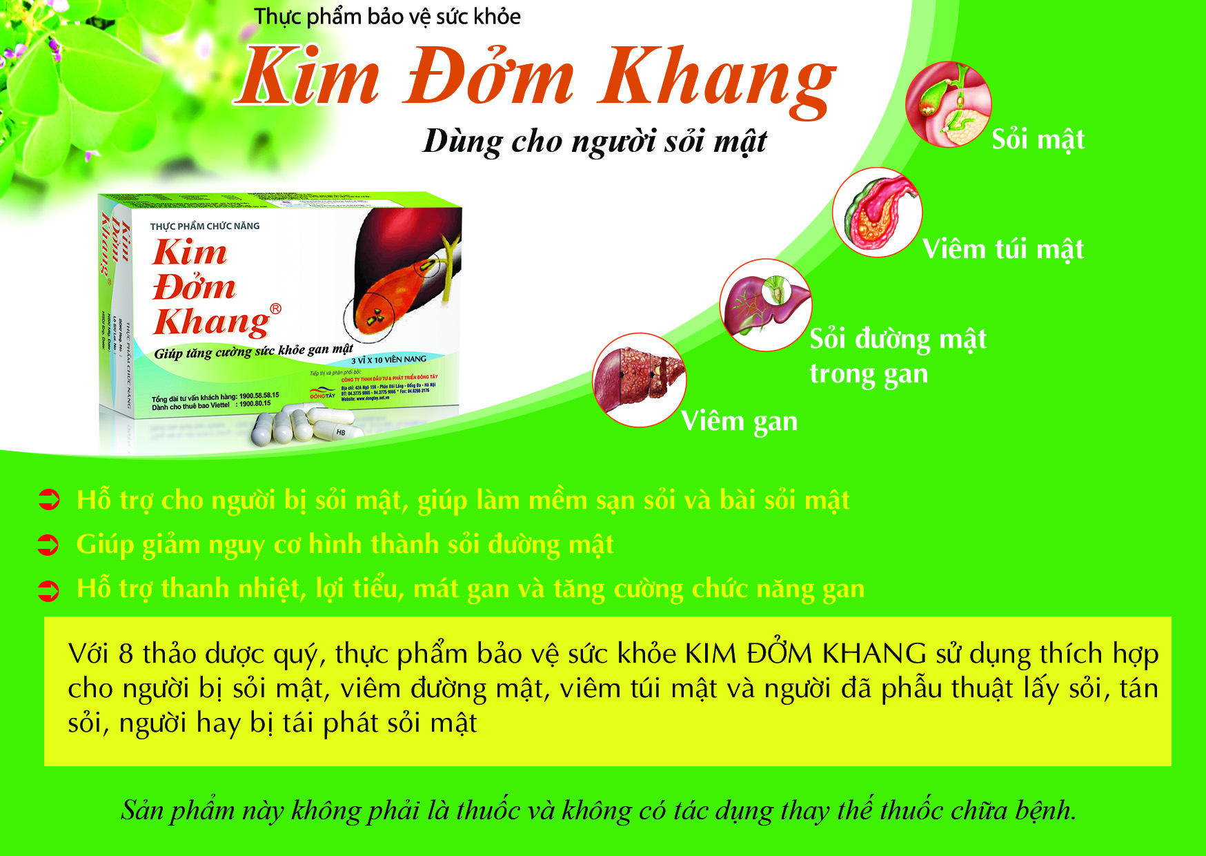 Kim Đởm Khang - Hỗ trợ điêu tri sỏi mật