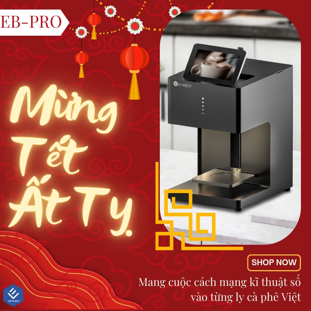 Máy in bọt cà phê EVEBOT EB-PRO (In một màu nâu)