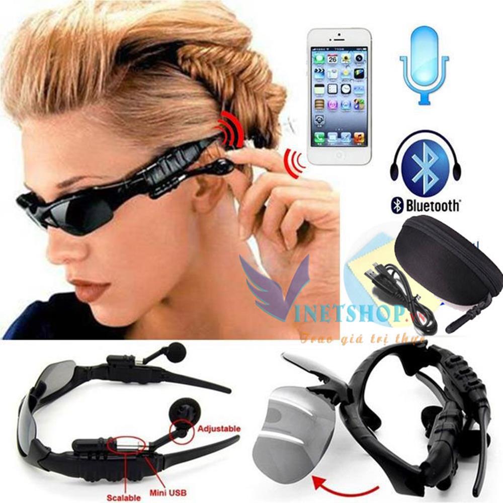 Kính mát kiêm tai nghe Bluetooth (Đen) + Tặng kèm bao da, Mắt kính Bluetooth Sport Grown Tech V4.1 AT120 (Đen) Mẫu Mới 2019 Kết Nối Bluetooth, Nghe Nhạc, Chống Bụi, Bảo Vệ Mắt Khỏi Tia Uv.