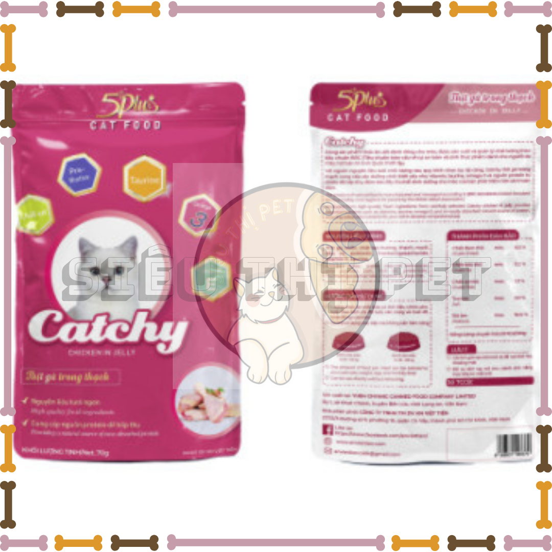 (KHUYẾN MÃI) Pate 5Plus Catchy cho mèo 70gr