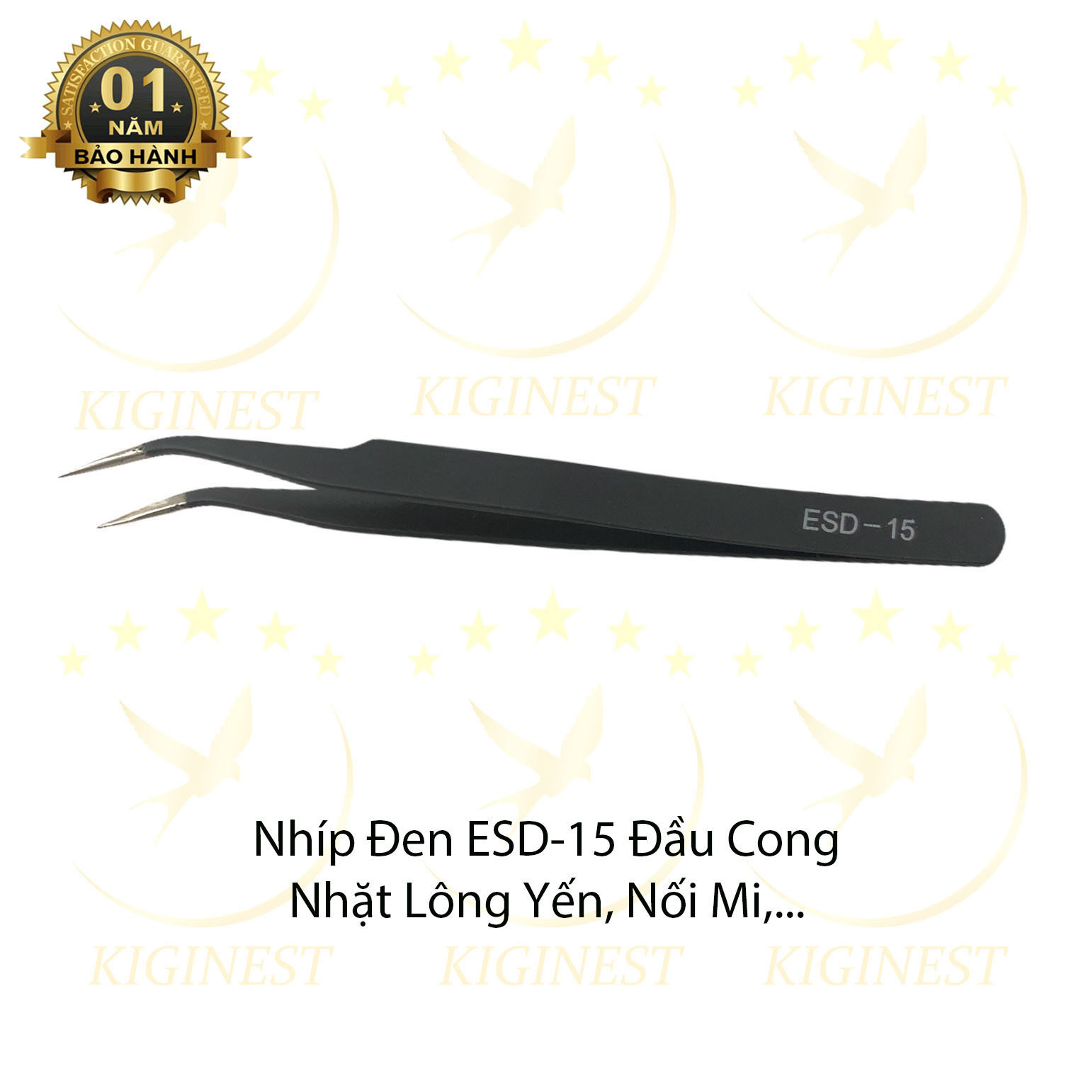 NHÍP ĐEN NHẶT LÔNG YẾN ESD-15 ĐẦU CONG -CẠNH VIỀN BO TRÒN