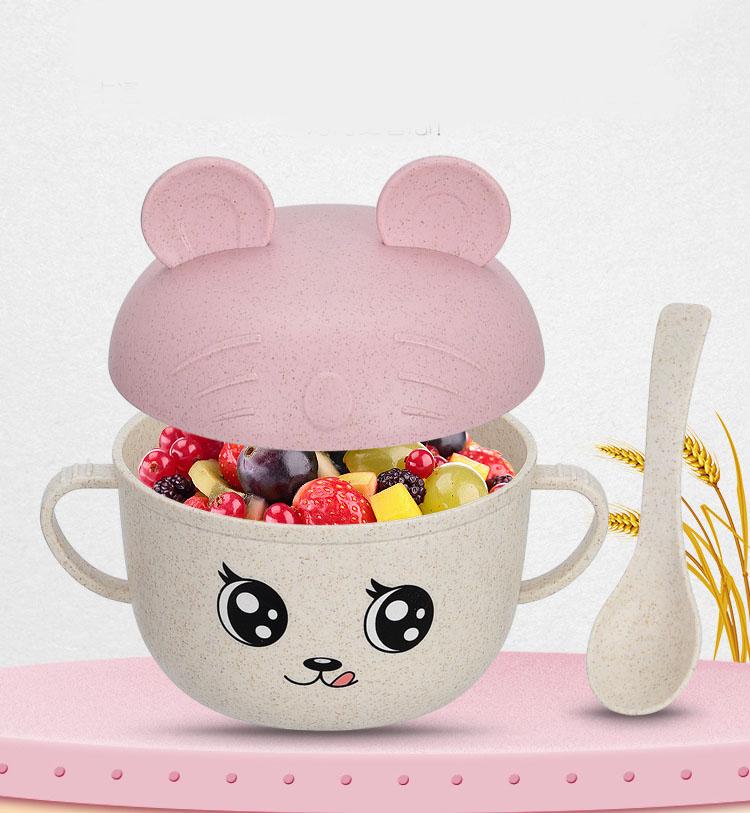 Bộ bát thìa lúa mạch mickey có nắp