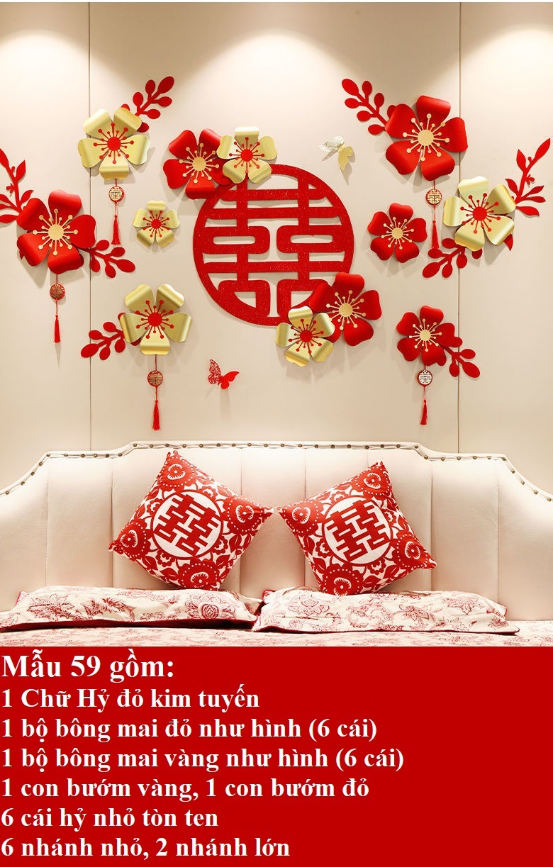 [Mẫu mới] Set trang trí phòng cưới, phòng tân hôn