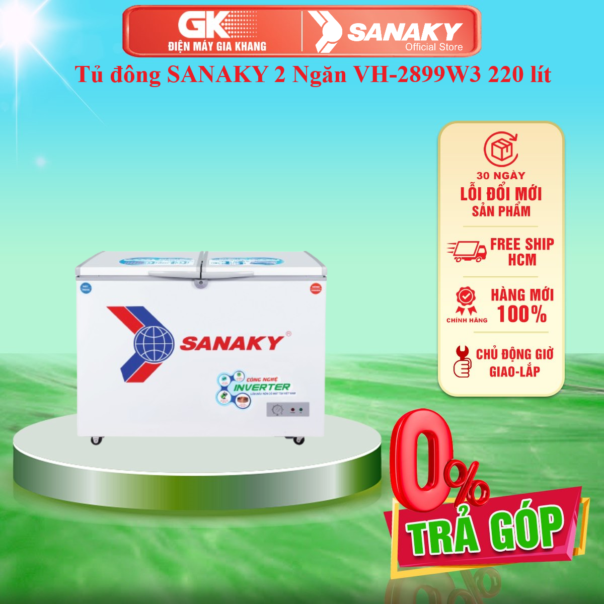 Tủ đông SANAKY 2 Ngăn VH-2899W3 220 lít- Bảo hành 2 năm - GIAO TOÀN QUỐC - FREESHIP HCM