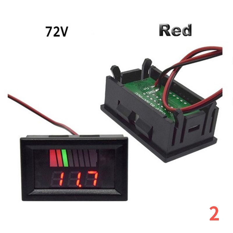 Bohuangzhiu Đồng hồ chỉ báo dung lượng pin 12V 24V 60V 72V Vôn kế kỹ thuật số chạy bằng axit chì