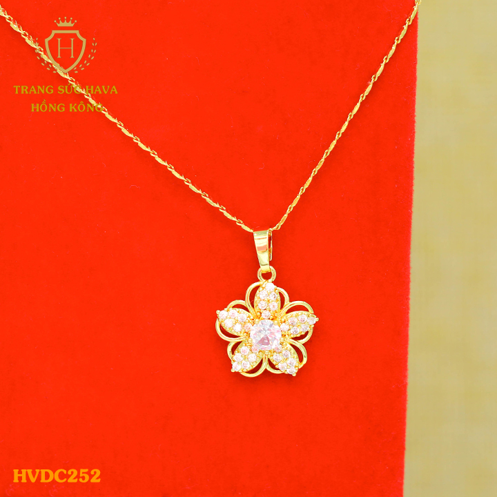 Women necklaces, pendants heart applique white stone, titanium plating real gold 10K, 18K, 24K high-end (not black)-jewelry Hava Hong Kong style fashion