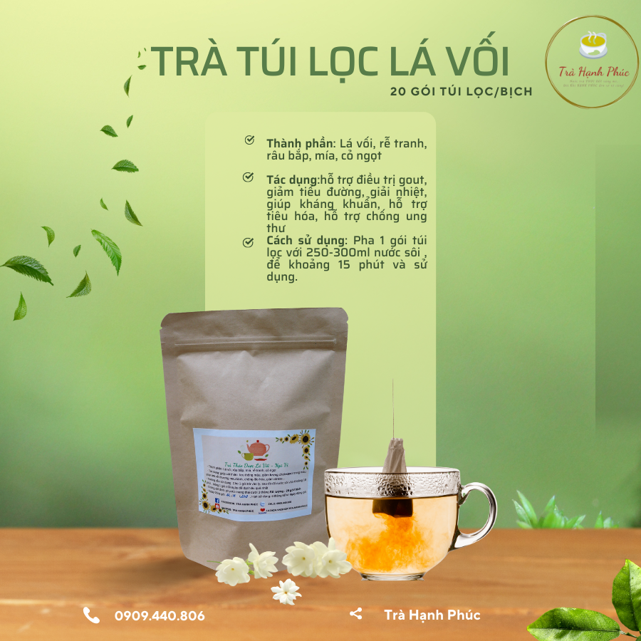 Trà lá túi lọc lá vối ngũ vị-20 gói( lá vối, mía, cỏ tranh, râu ngô, cỏ ngọt)