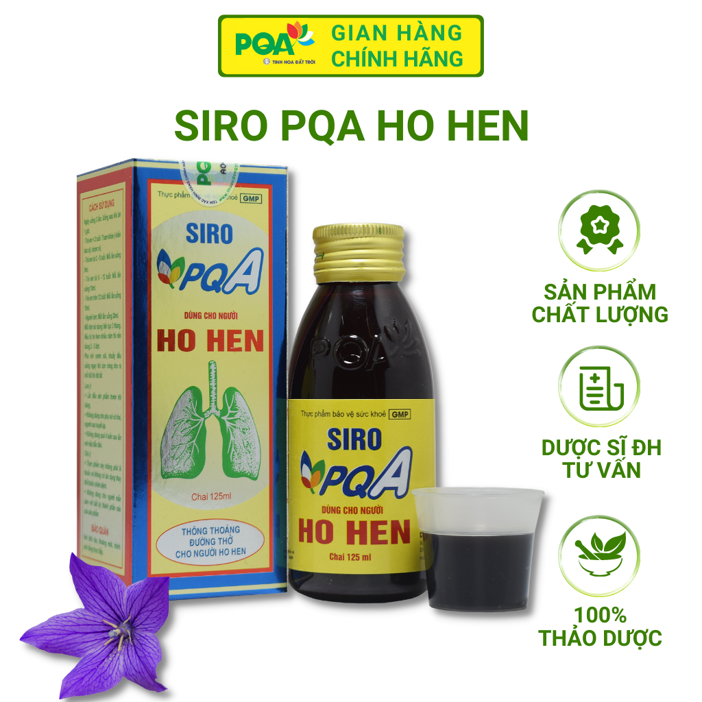 Siro PQA Ho Hen dùng cho người hen suyễn, hen hen phế quản- chai 125ml