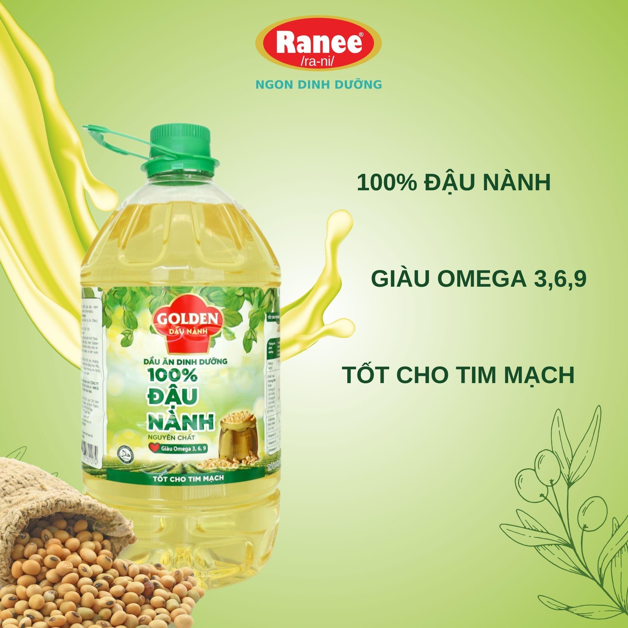 {Đơn 199k tặng hộp bơ -399k tặng vá gỗ} Dầu Đậu Nành cao cấp Golden 5 lít