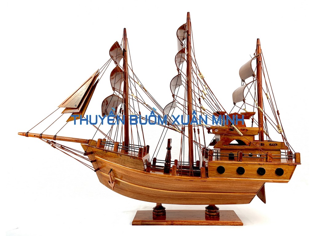 [HCM]Mô Hình Thuyền Buồm Gỗ Thái Lan (Loại Đẹp) | Gỗ Tràm | Thân 60cm