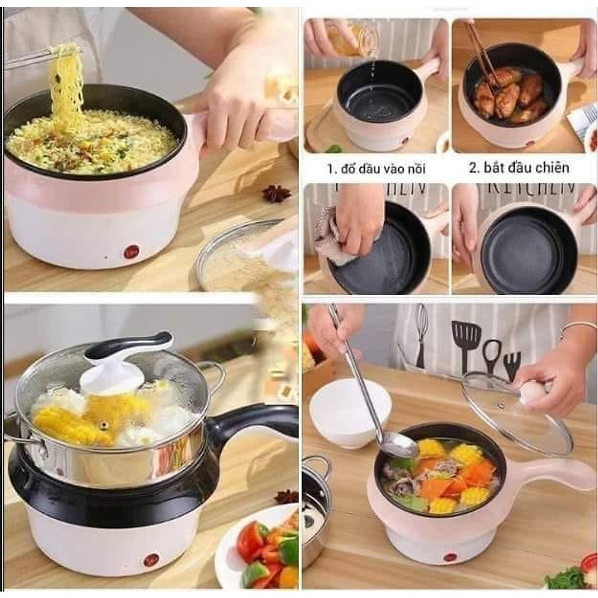 Ca Mì, Lẩu, Hấp Đa Năng 2 Tầng
