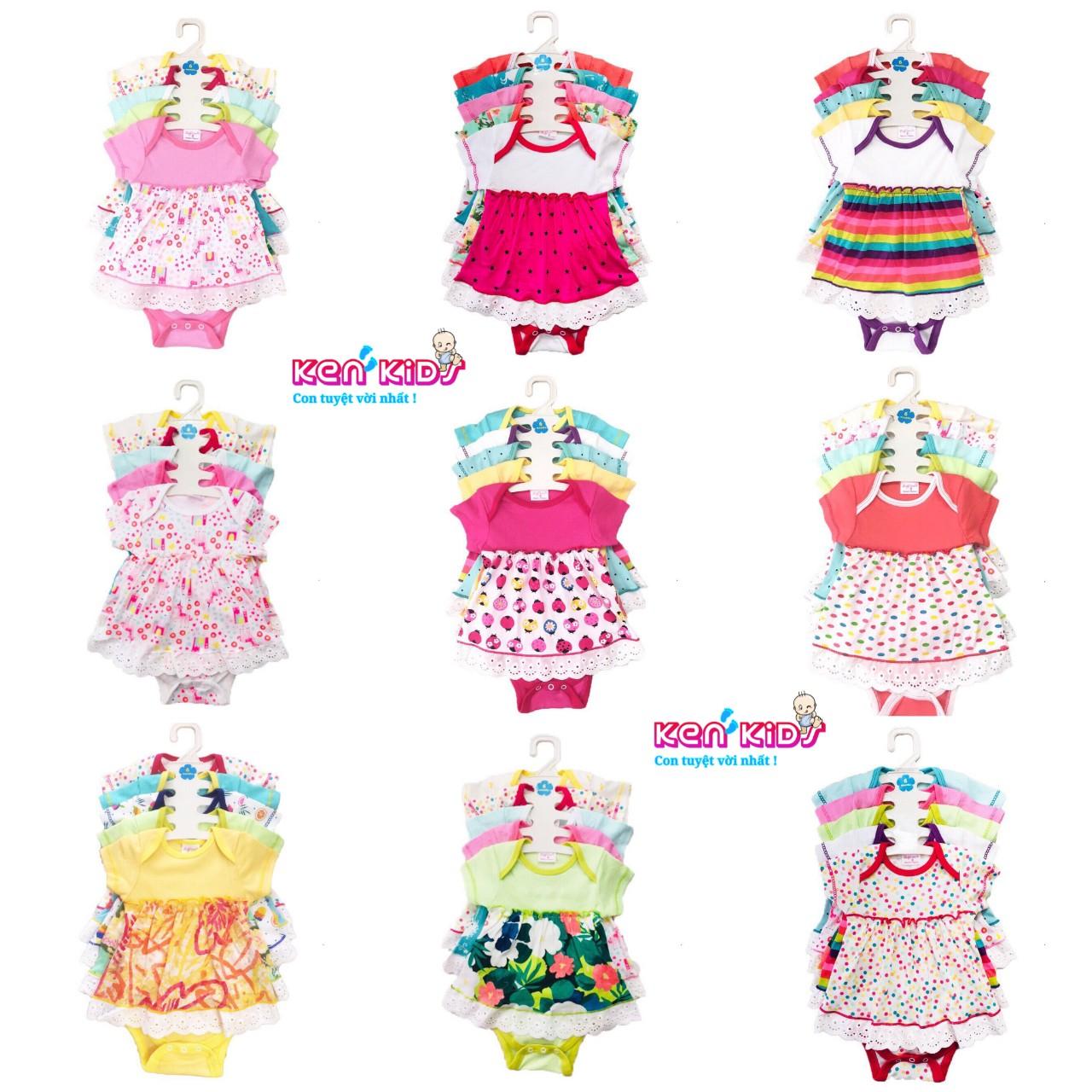 Body váy phối ren hoa, chất đẹp nhiều màu cho bé (s1 - s4) - 1 bộ