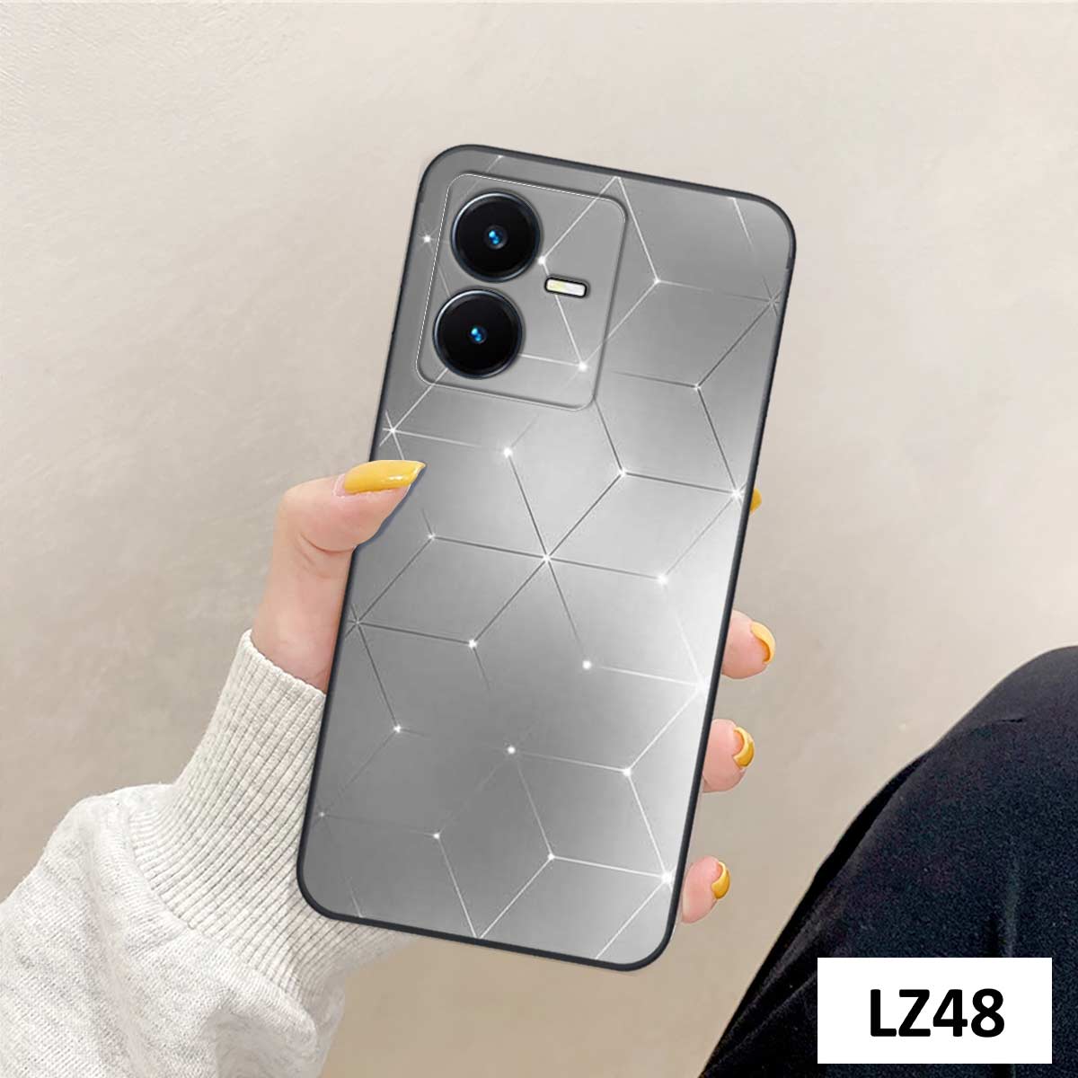 Ốp lưng điện thoại Vivo Y22s hình họa tiết thương hiệu thời trang caro LV cực đẹp, ốp cho nam, vỏ ốp lưng silicon rẻ bền đẹp