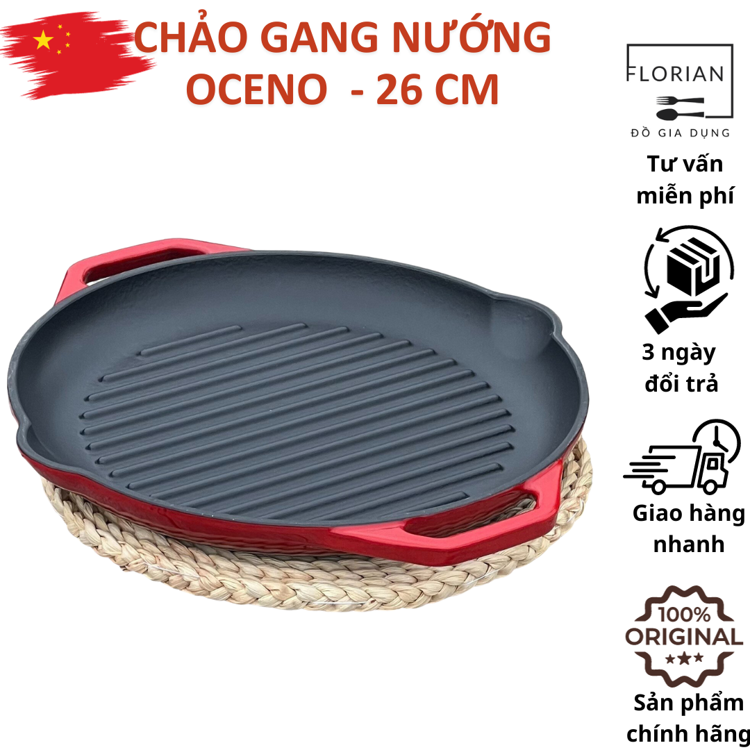 26cm non-stick cast iron grill pan ocino whole body casting non-stick BBQ grill pan for all kinds of kitchen, authentic healthy pans