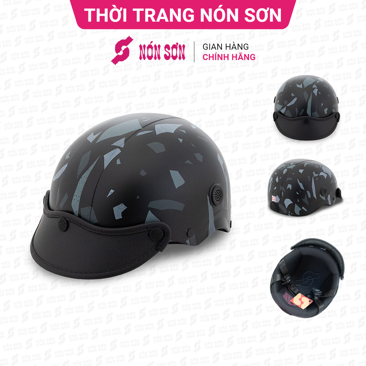 Mũ bảo hiểm nửa đầu lỗ thông gió hoa văn nón sơn mp-đn112