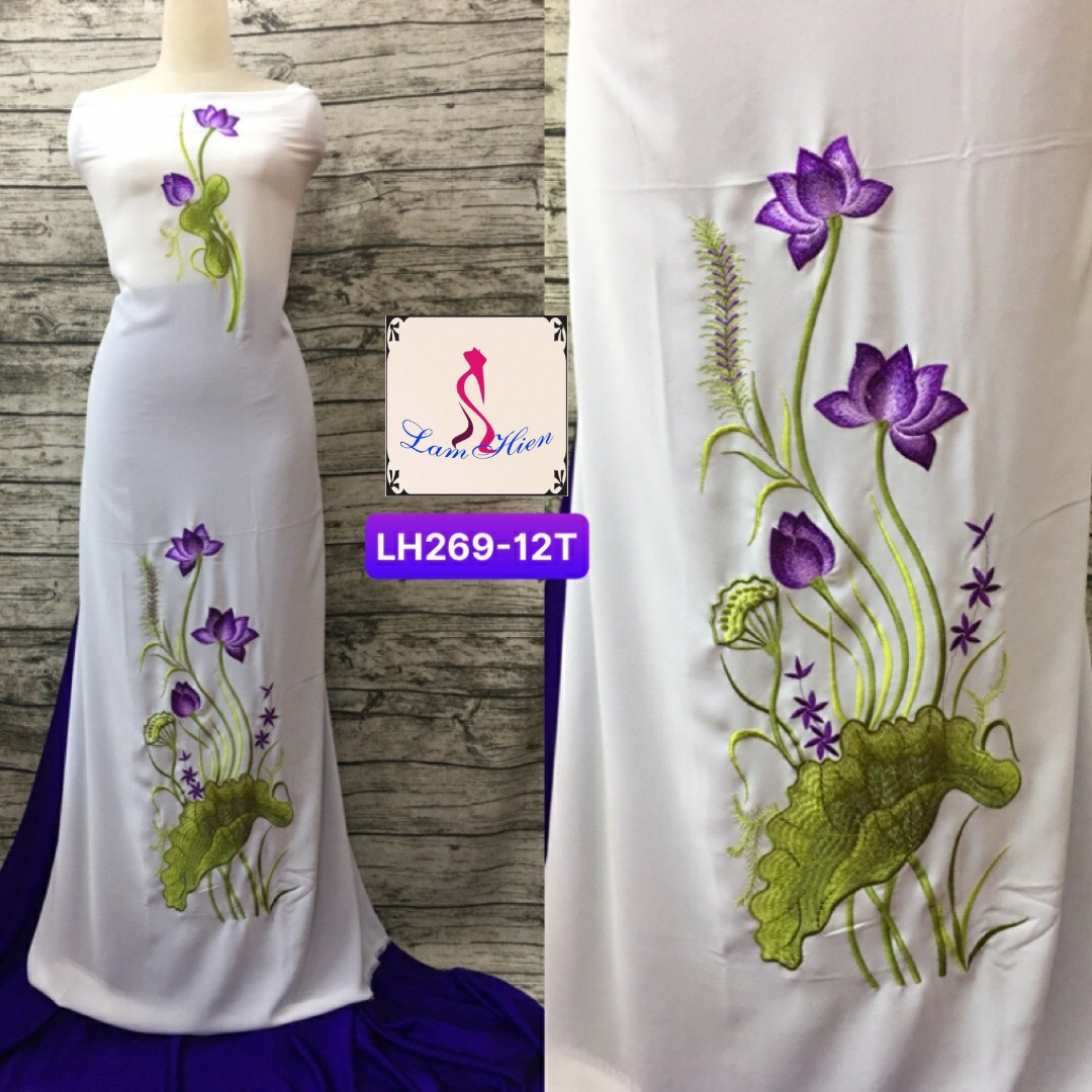 Vải may áo dài bông thêu LH269