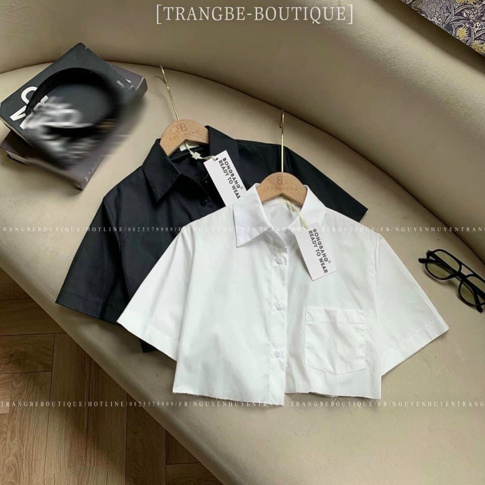 Áo thun sơ mi croptop lệch tà