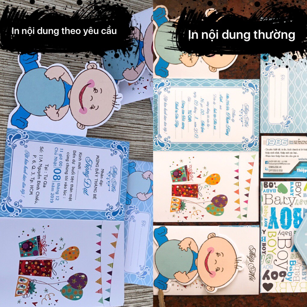 Combo  80 thiệp Thôi Nôi, Sinh nhật, Đầy Tháng