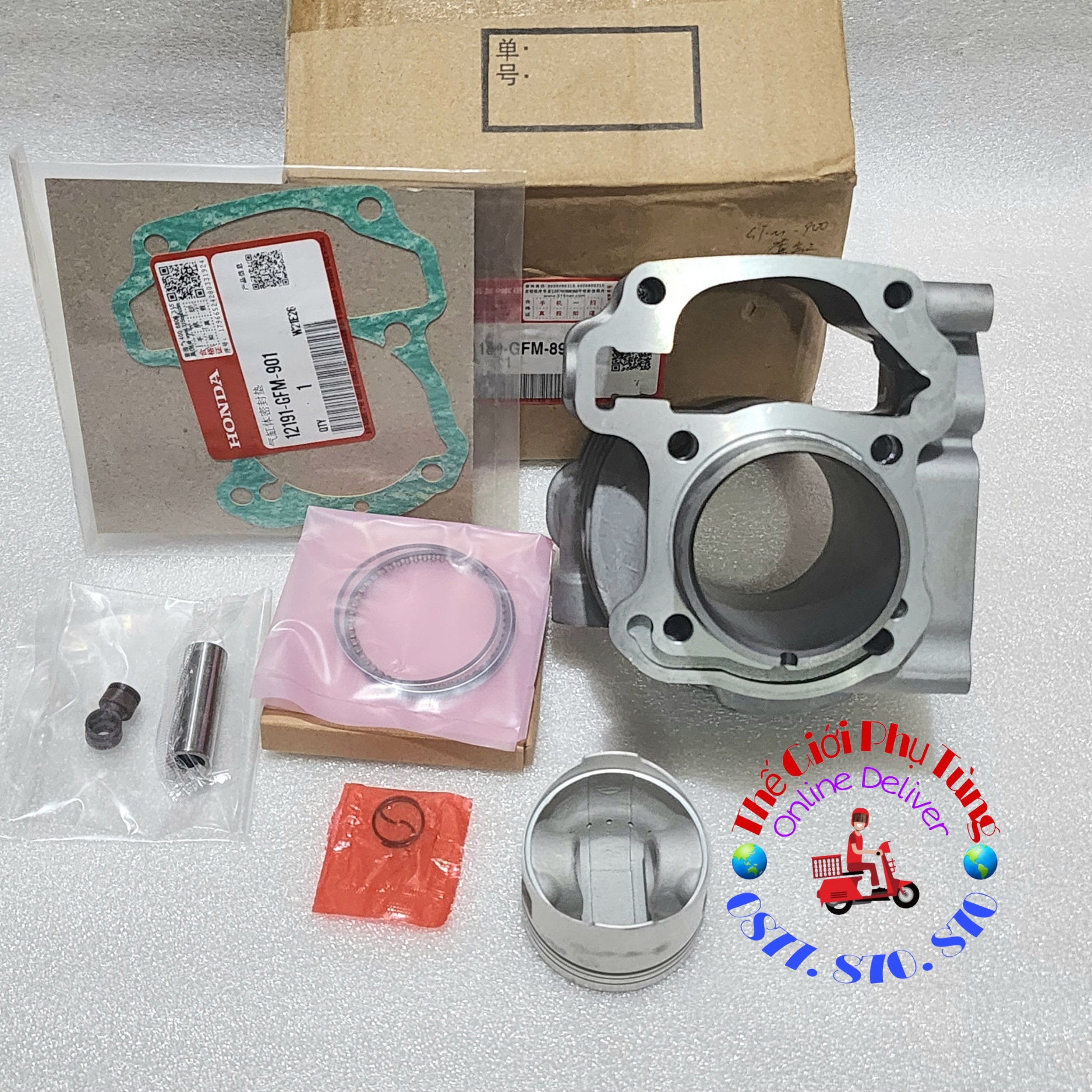 Bộ nòng piston bạc SCR, Lead 110 (có ắc, phe, ron chân) zin wuang