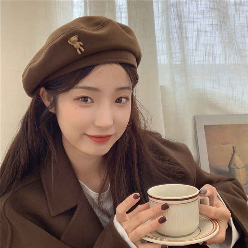 Mũ nồi beret tag gấu siêu xinh