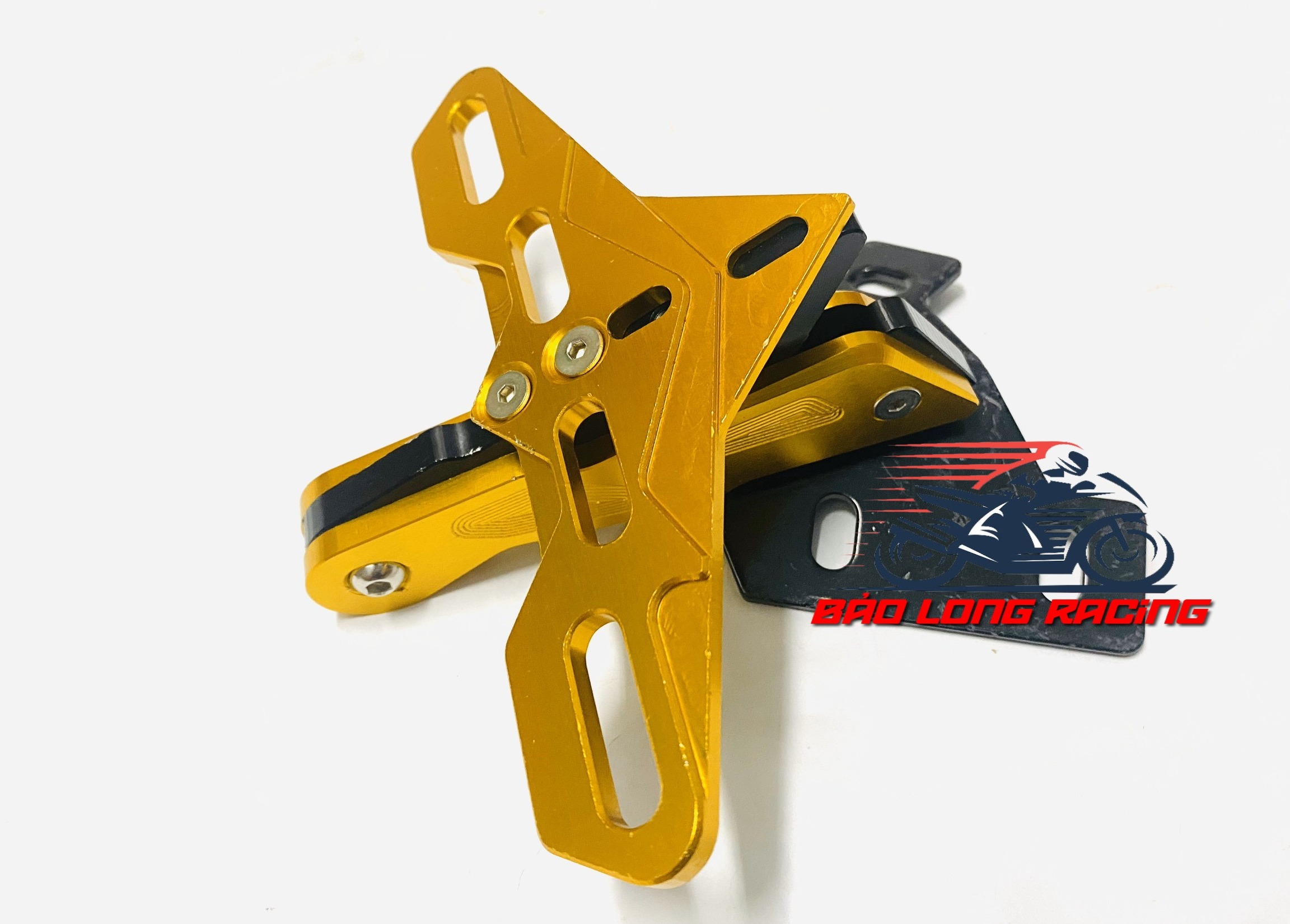 Pát biển số nhôm CNC gắn Exciter 150 Xoay 360 độ màu Vàng