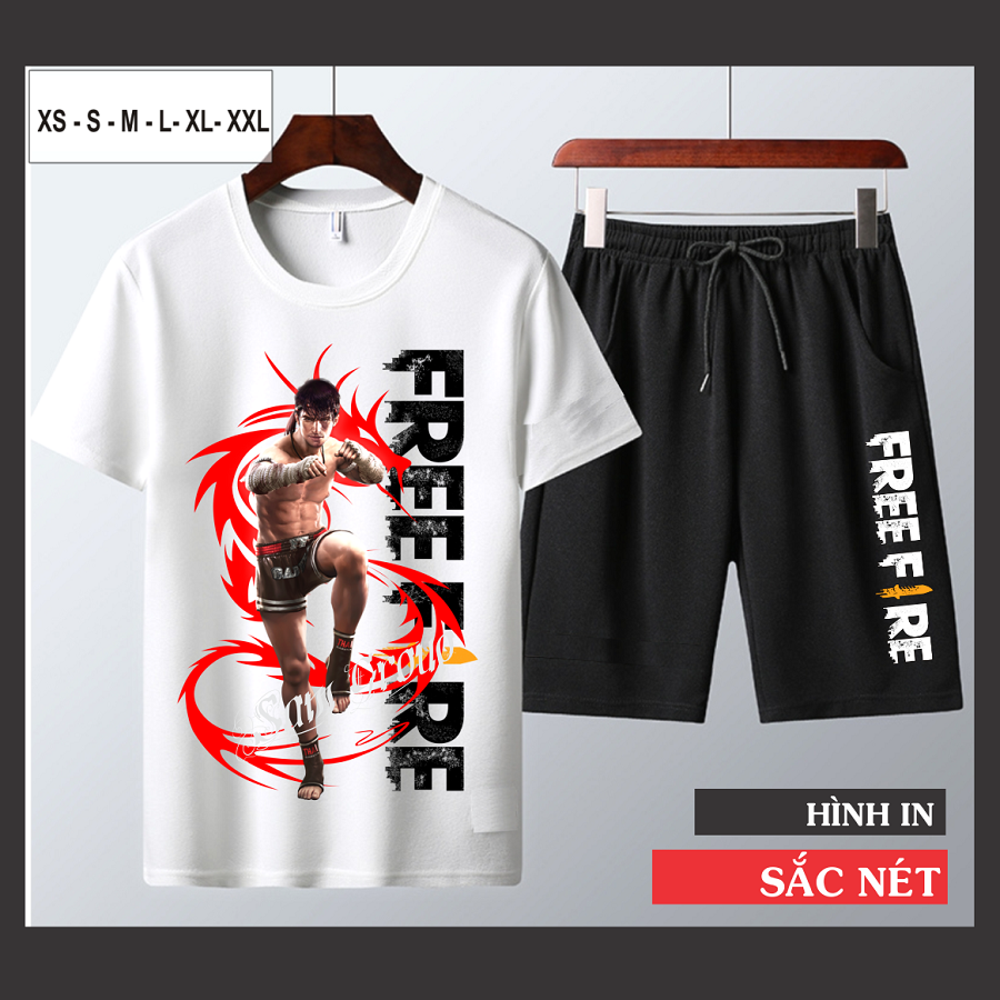 [Hàng có sẵn] Bộ Quần Áo Thun Nam Free Fire Cổ Tròn Tay Ngắn Cực Hot Kla FF