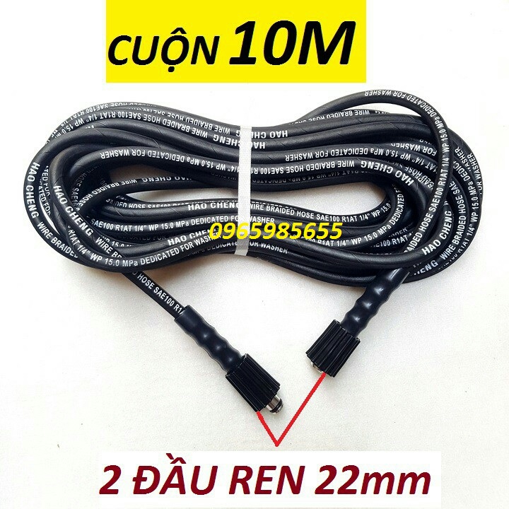10m,15m,20m Ống dây rửa xe cao cấp lõi thép Taiwan Ren trong 22mm(đen)