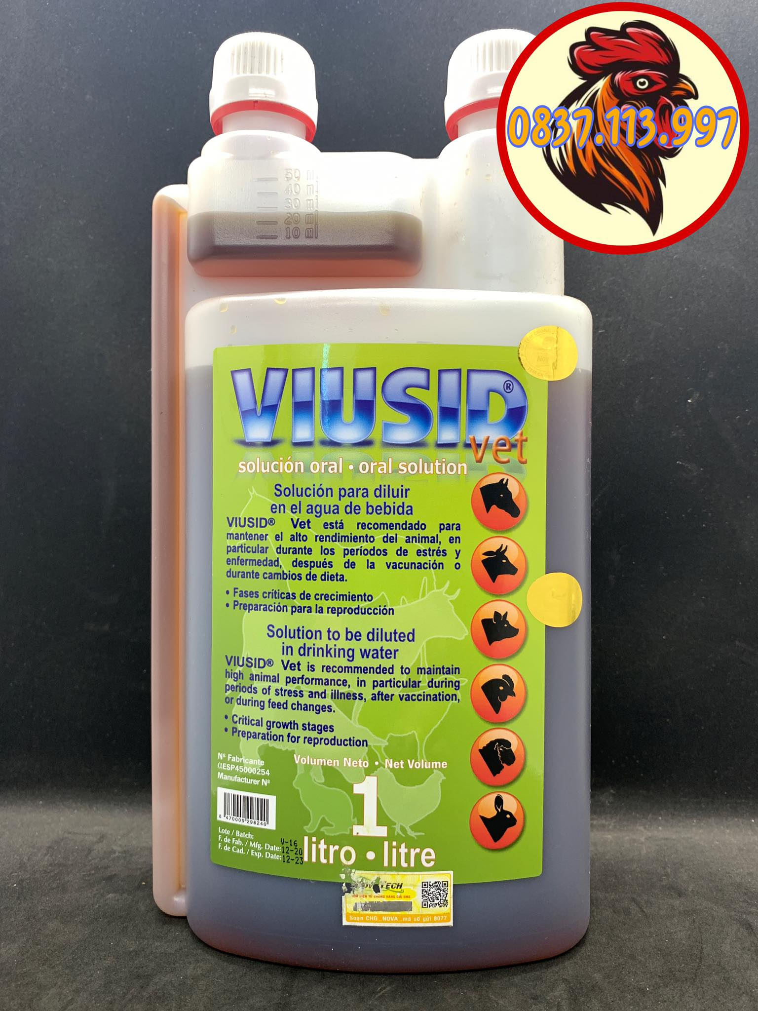 VIUSID - ỨC CHẾ VIRUS CHO GÀ ĐÁ VÀ TRẠI CHAI 500ML