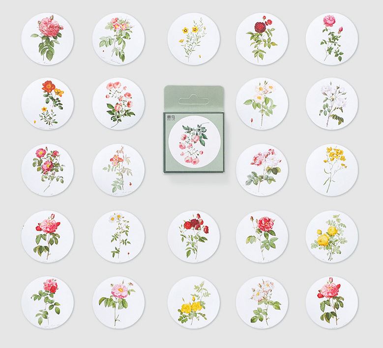 Bộ 46 Sticker Hàn Quốc Hoa Lá trang trí E33