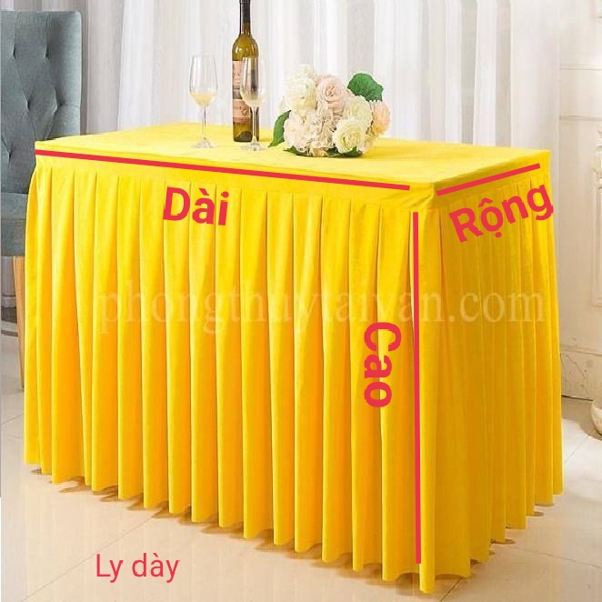 Khăn trãi bàn xếp ly Vàng dày (1m2/1m4/1m6/1m8) - thờ cúng