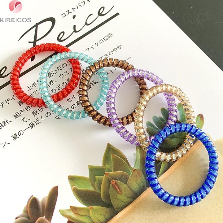 Set 6 Dây Cột Tóc Buộc Tóc Nhựa Xoắn Đơn Giản Nhiều Màu - Giao Màu Ngẫn Nhiên - kireicos