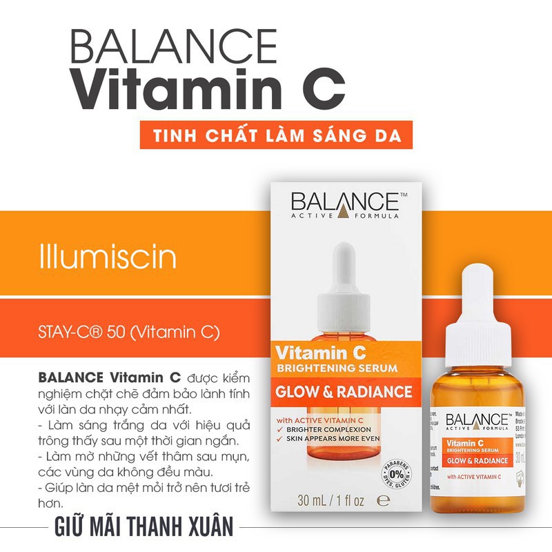 Serum Trắng Da, Mờ Thâm Balance Vitamin C Balance Active Formula Brightening 30ml