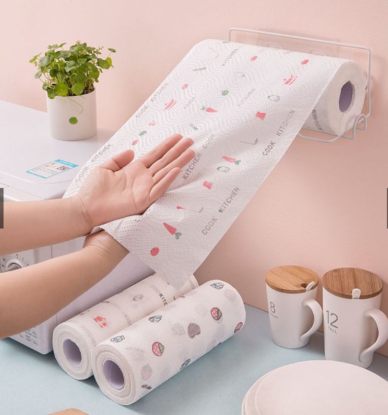 Giấy Lau Đa Năng Khăn Giấy Lau Khăn Giấy Lau Bếp Giấy Lau Bếp,Cuộn 50 Tờ Dai Giặt Tái Sử Dụng Họa Tiết Đẹp Tiện Dụng