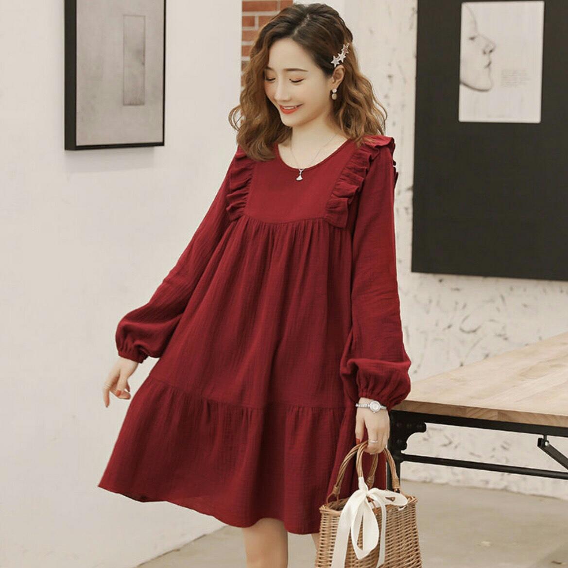 [HCM]Đầm babydoll đỏ bèo vai (kèm hình thật nhà Bo)