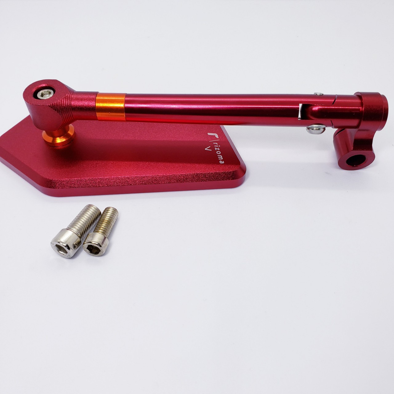 Gương chiếu hậu iphone xéo, kính rizoma 5 cạnh xe máy bên trái nhập khẩu cao cấp gắn cho tất cả mẫu xe hiện nay, màu đỏ, ONE RACING