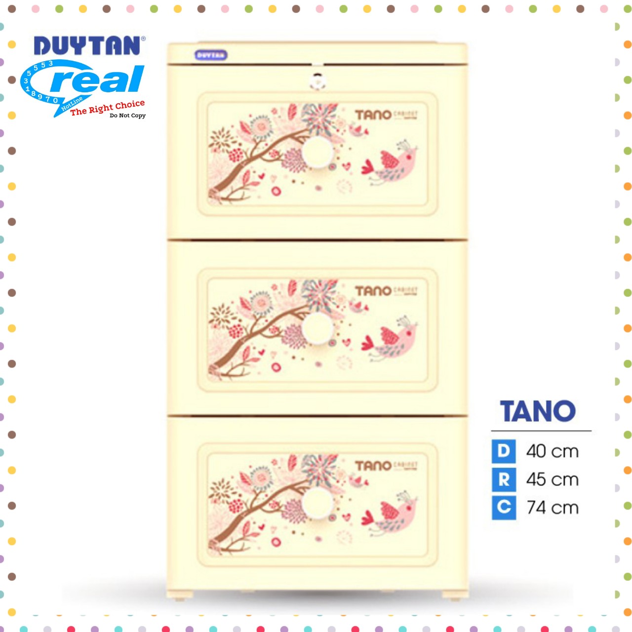 Tủ Duy Tân Tano 3 Ngăn, Có Bánh Xe Di Chuyển Tiện Lợi