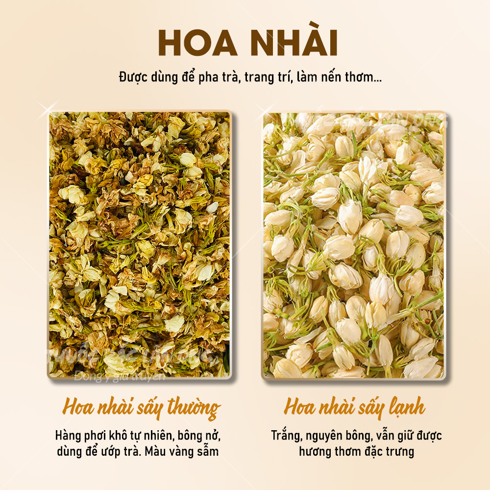 Trà hoa nhài sấy lạnh 100g, nụ hoa lài nguyên bông, thơm trắng, dùng pha trà, ướp trà