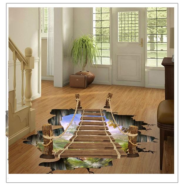 [HCM]Decal dán tường 3D Cầu treo AmyShop DCS049 (60 x 90 cm)