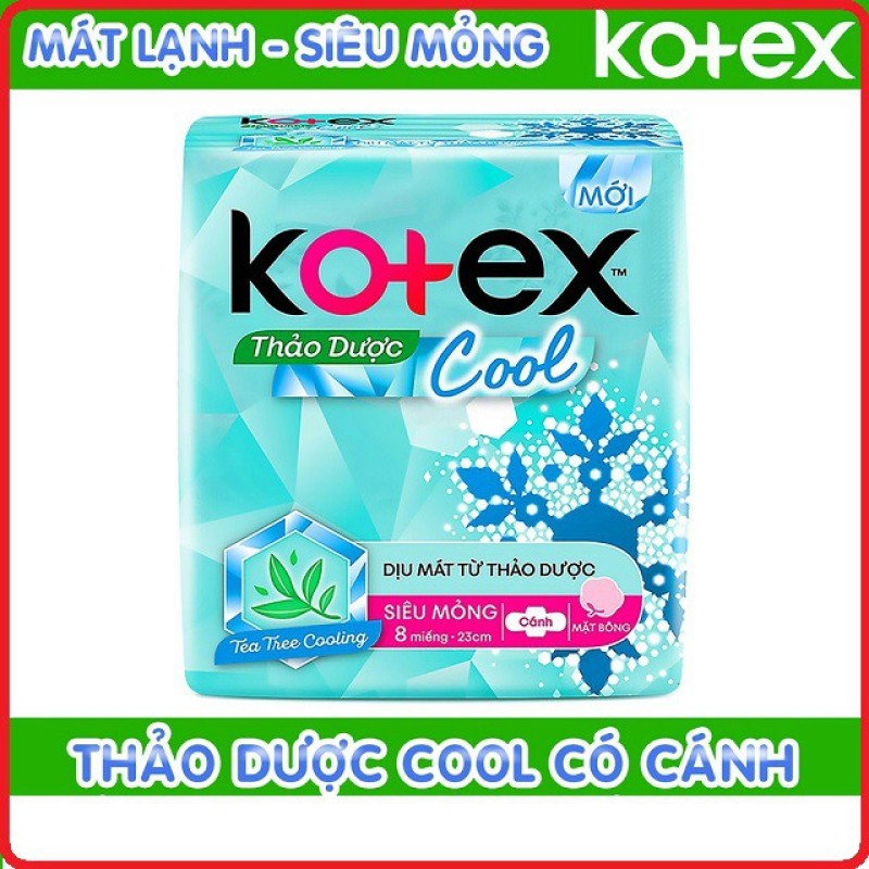 Băng vệ sinh Kotex thảo dược cool siêu mỏng cánh 23cm ( 8 miếng / gói ) - cam kết hàng đúng mô tả chất lượng đảm bảo an toàn đến sức khỏe người sử dụng cao cấp