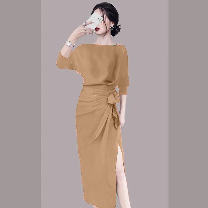 [HCM]Đầm cổ thuyền nơ sang trọng