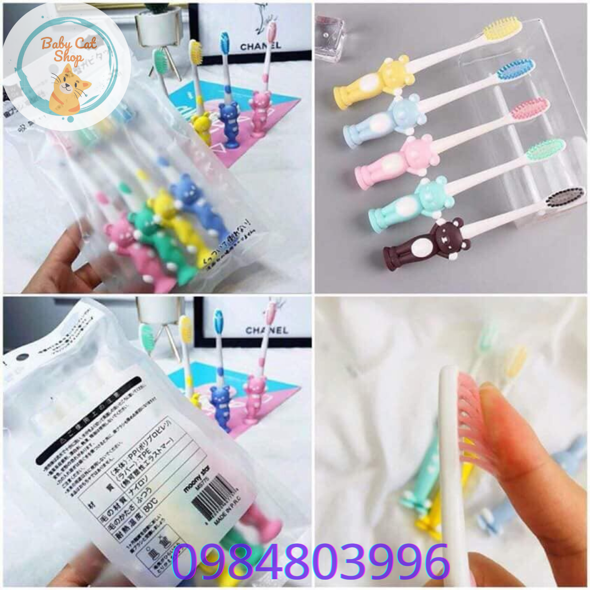 SET 4 Bàn Chải Gấu đánh răng cho bé yêu