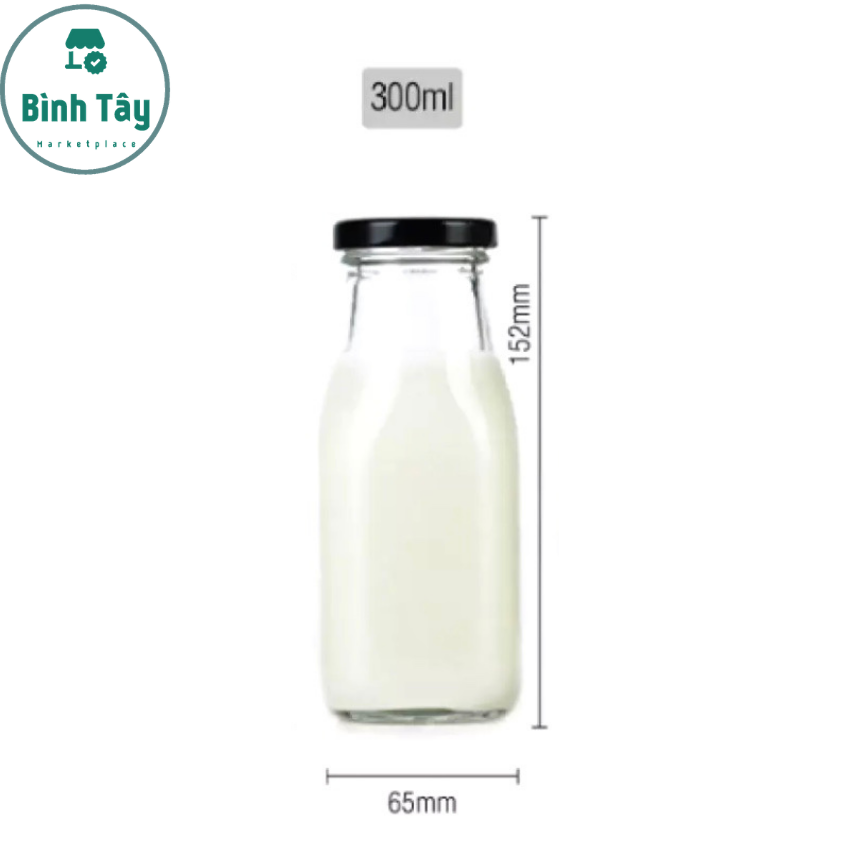 [HCM]3 chai thủy tinh chứa sữa 300ml BT-S030