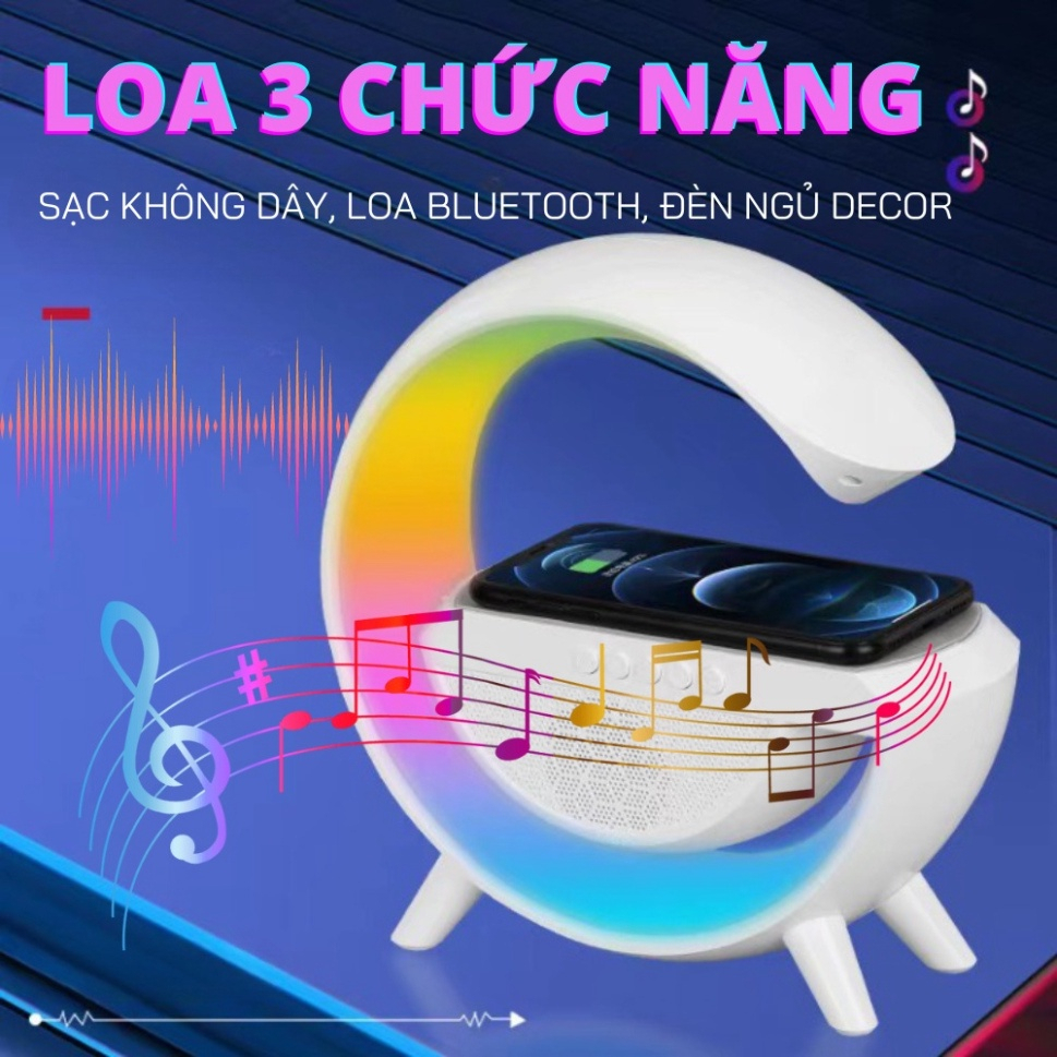 Bluetooth speaker with built-in LED and wireless charging for music or audio, 7-mode light wireless music playing