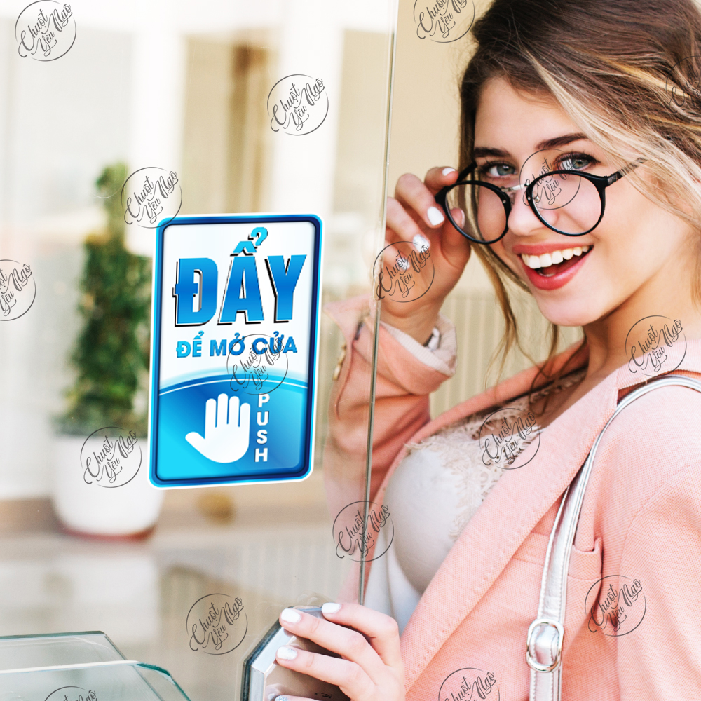 Miếng dán đẩy kéo dán cửa kính pull push BÀN TAY