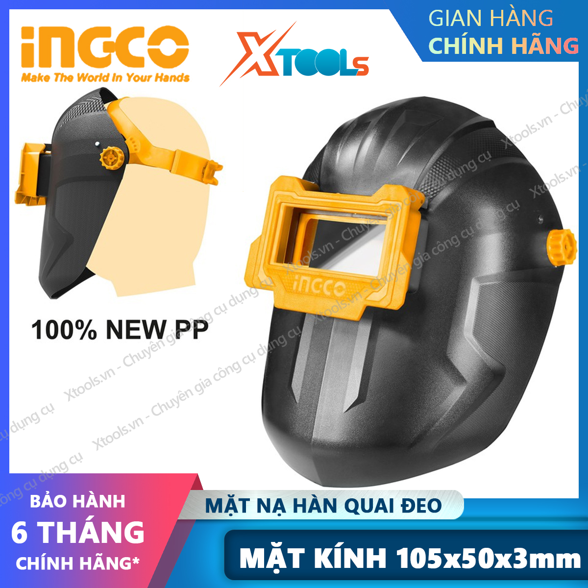 Electric welding mask ingco WM101 welding glasses blow, arc with strap material 100% pp durable heat resistant high, glass face width 108x50x3m [Xtool] [xsafe]