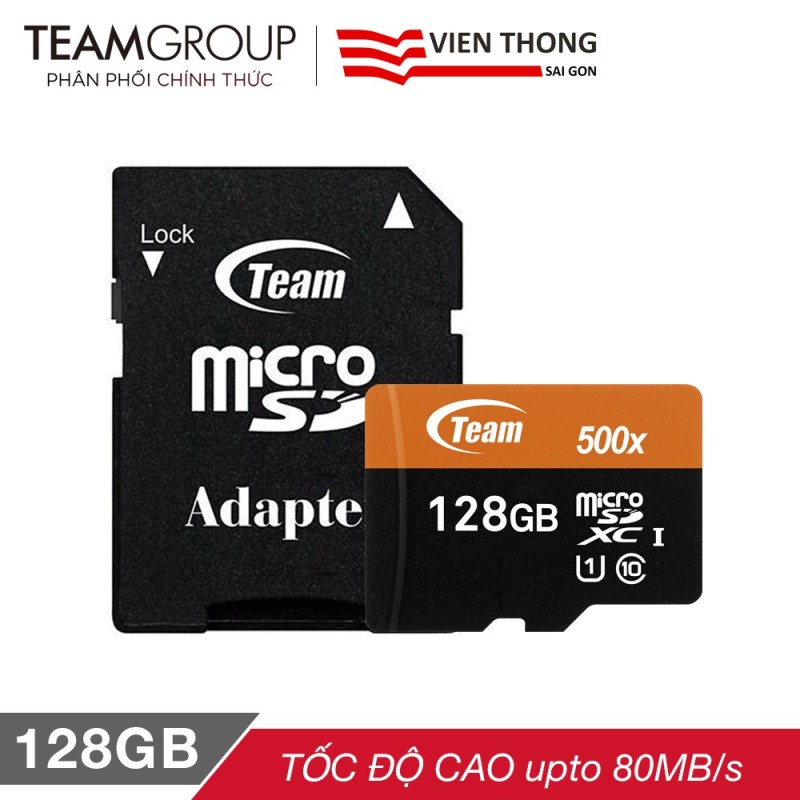 THẺ NHỚ MICROSDXC TEAM 128GB 500X UPTO 80MB-S CLASS 10 UHS