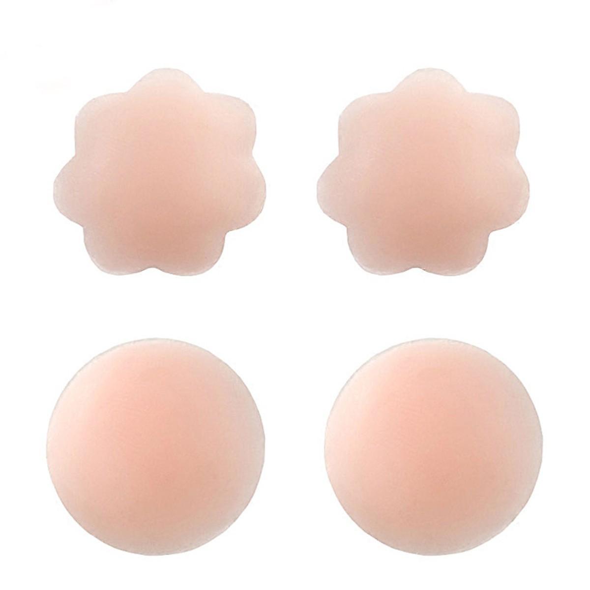 2 miếng dán đầu ti nâng ngực silicon hộp hồng
